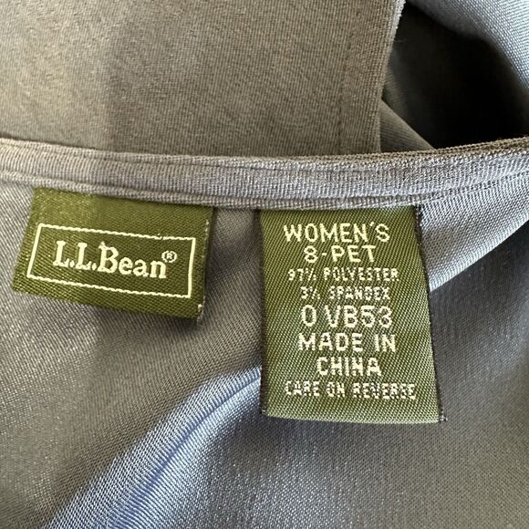 LL Bean Midi Dress Women Size 8 Petite Gray Faux Suede Soft Minimalist v-Neck - Picture 8 of 10